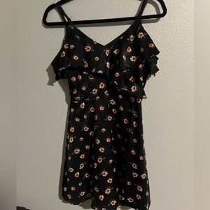 Floral off the shoulder Navy Blue Dress